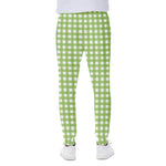 Green And White Check Pattern Print Scuba Joggers