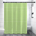 Green And White Check Pattern Print Shower Curtain