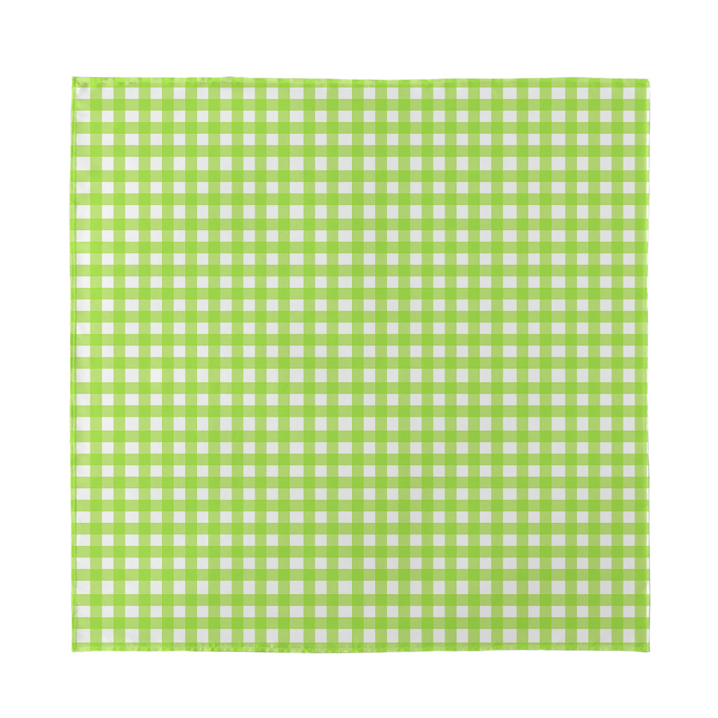 Green And White Check Pattern Print Silk Bandana