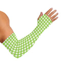 Green And White Check Pattern Print Sun Protection Arm Sleeves