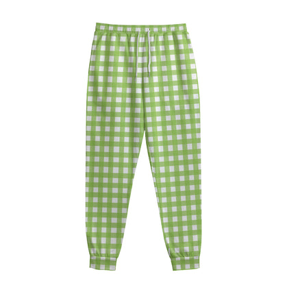 Green And White Check Pattern Print Sweatpants