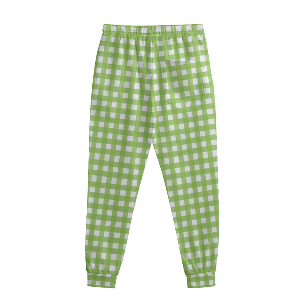 Green And White Check Pattern Print Sweatpants