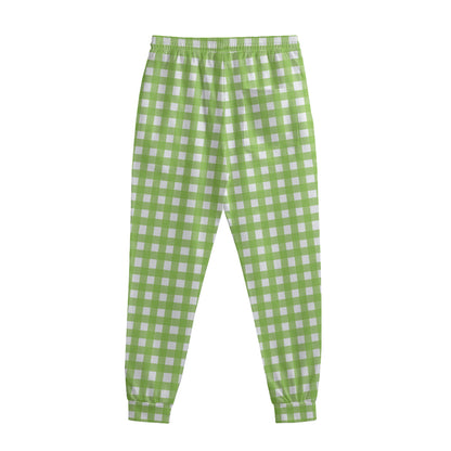 Green And White Check Pattern Print Sweatpants