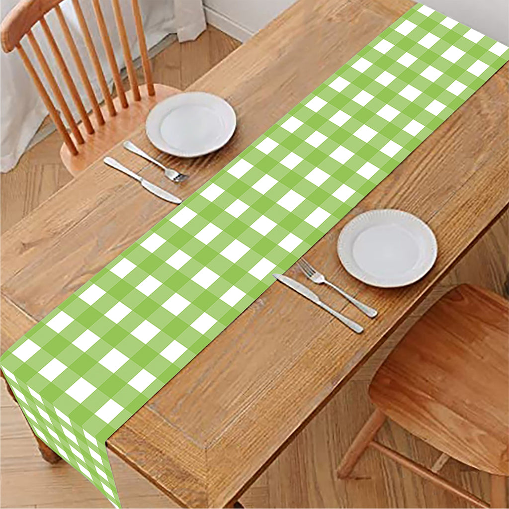 Green And White Check Pattern Print Table Runner