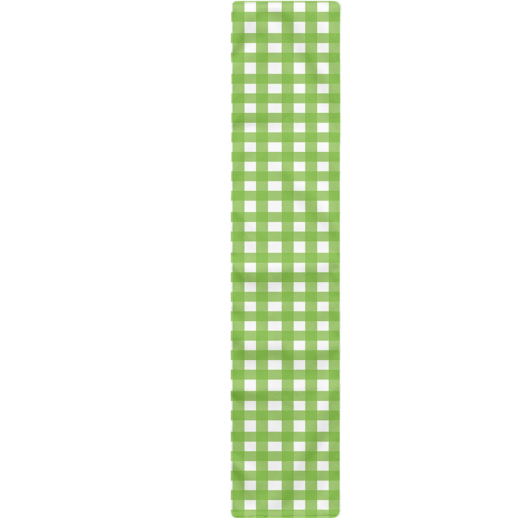 Green And White Check Pattern Print Table Runner