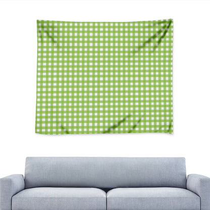 Green And White Check Pattern Print Tapestry