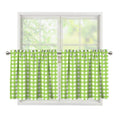 Green And White Check Pattern Print Tier Curtains