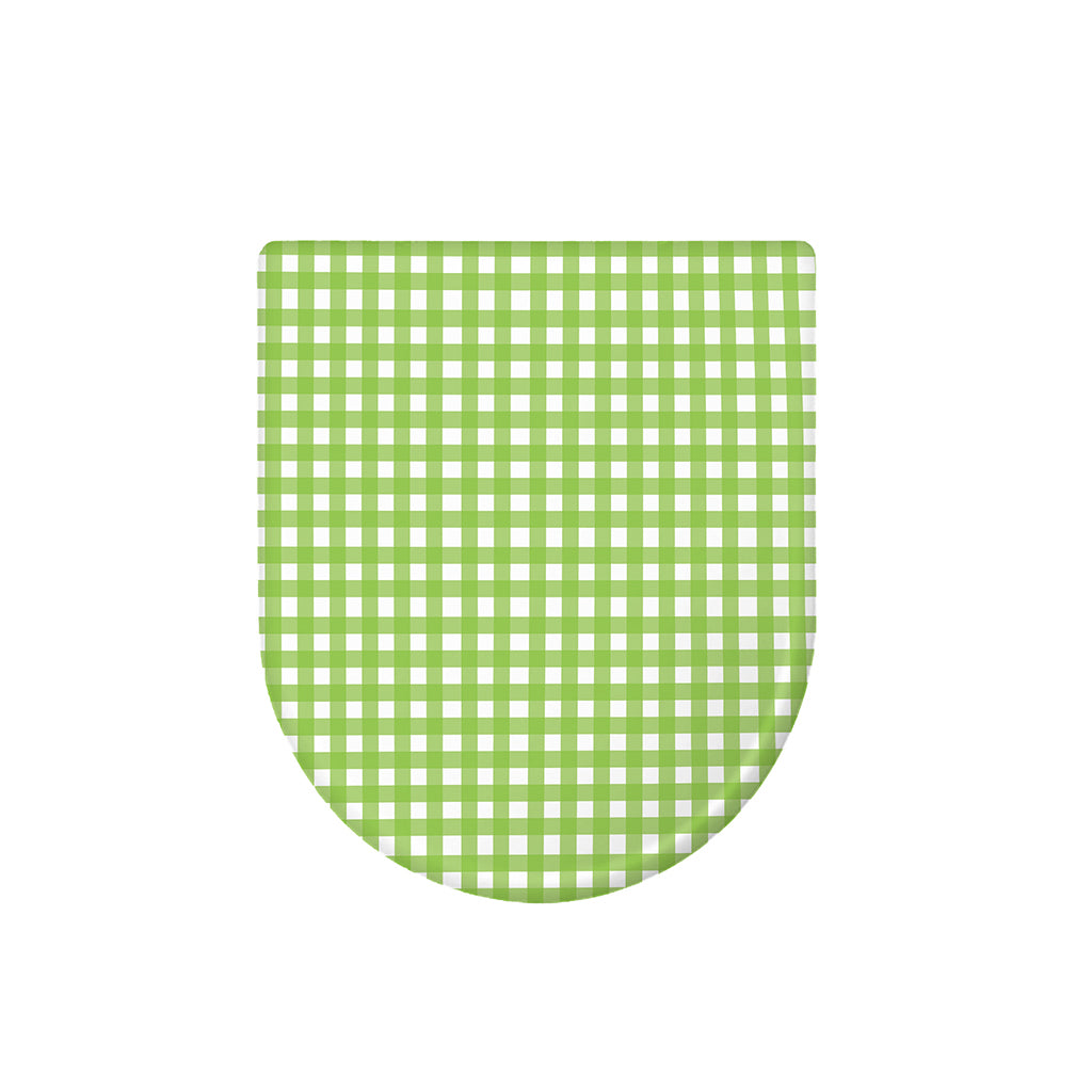 Green And White Check Pattern Print Toilet Lid Cover