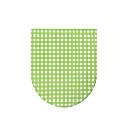 Green And White Check Pattern Print Toilet Lid Cover