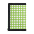 Green And White Check Pattern Print Trifold Wallet