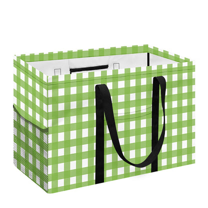 Green And White Check Pattern Print Utility Tote Bag