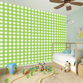 Green And White Check Pattern Print Wall Sticker