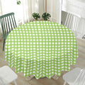 Green And White Check Pattern Print Waterproof Round Tablecloth