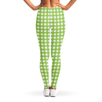 Green And White Check Pattern Print Women's Leggings