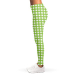 Green And White Check Pattern Print Women's Leggings