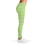 Green And White Check Pattern Print Women's Leggings