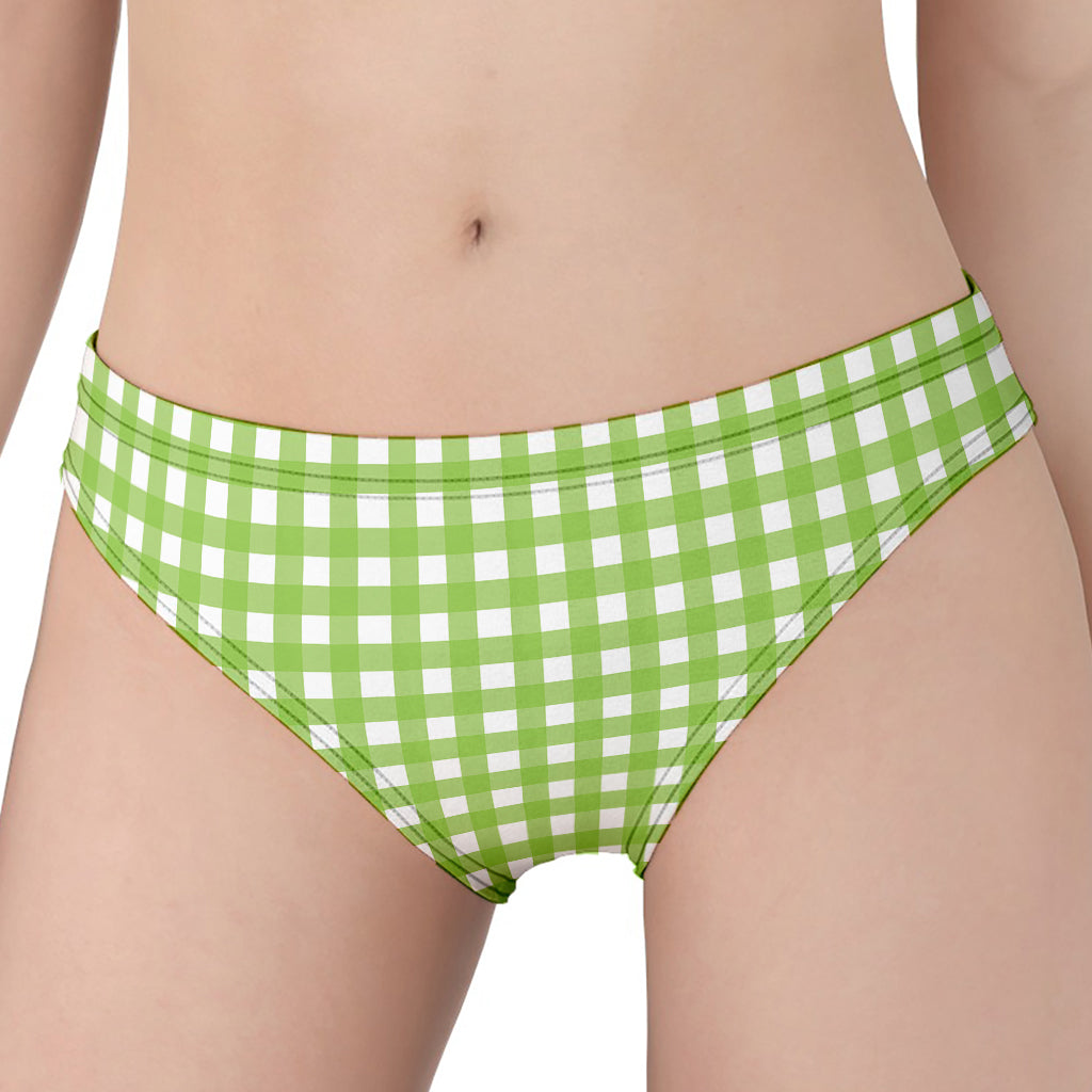 Green And White Check Pattern Print Women's Panties