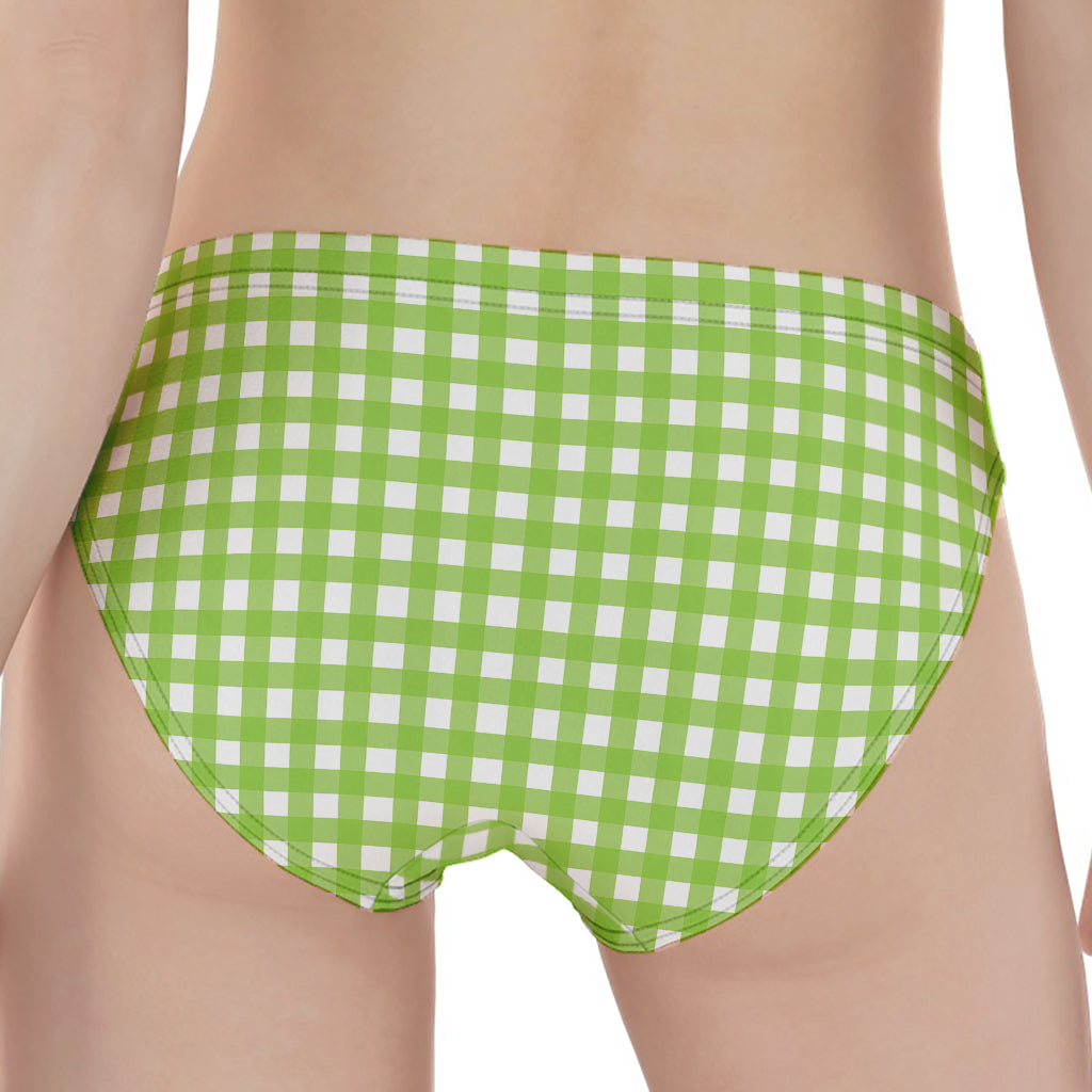 Green And White Check Pattern Print Women's Panties