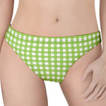 Green And White Check Pattern Print Women's Thong