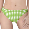 Green And White Check Pattern Print Women's Thong