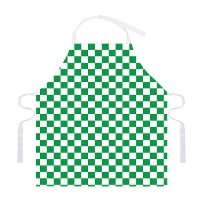 Green And White Checkered Pattern Print Adjustable Apron