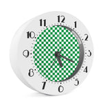 Green And White Checkered Pattern Print Alarm Clock