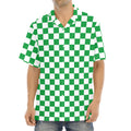 Green And White Checkered Pattern Print Aloha Shirt