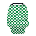 Green And White Checkered Pattern Print Baby Seat Cover