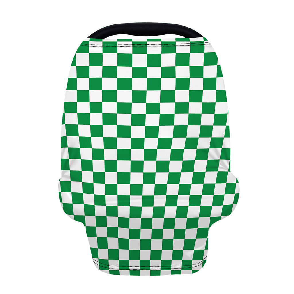 Green And White Checkered Pattern Print Baby Seat Cover