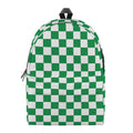 Green And White Checkered Pattern Print School Backpack