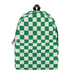 Green And White Checkered Pattern Print Backpack