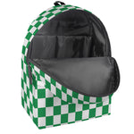 Green And White Checkered Pattern Print Backpack