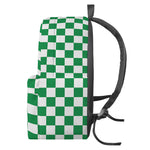 Green And White Checkered Pattern Print Backpack