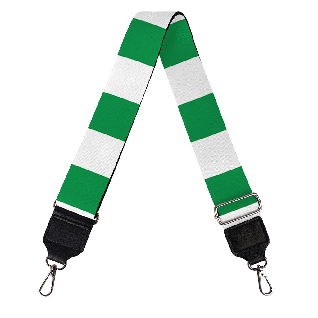Green And White Checkered Pattern Print Bag Strap