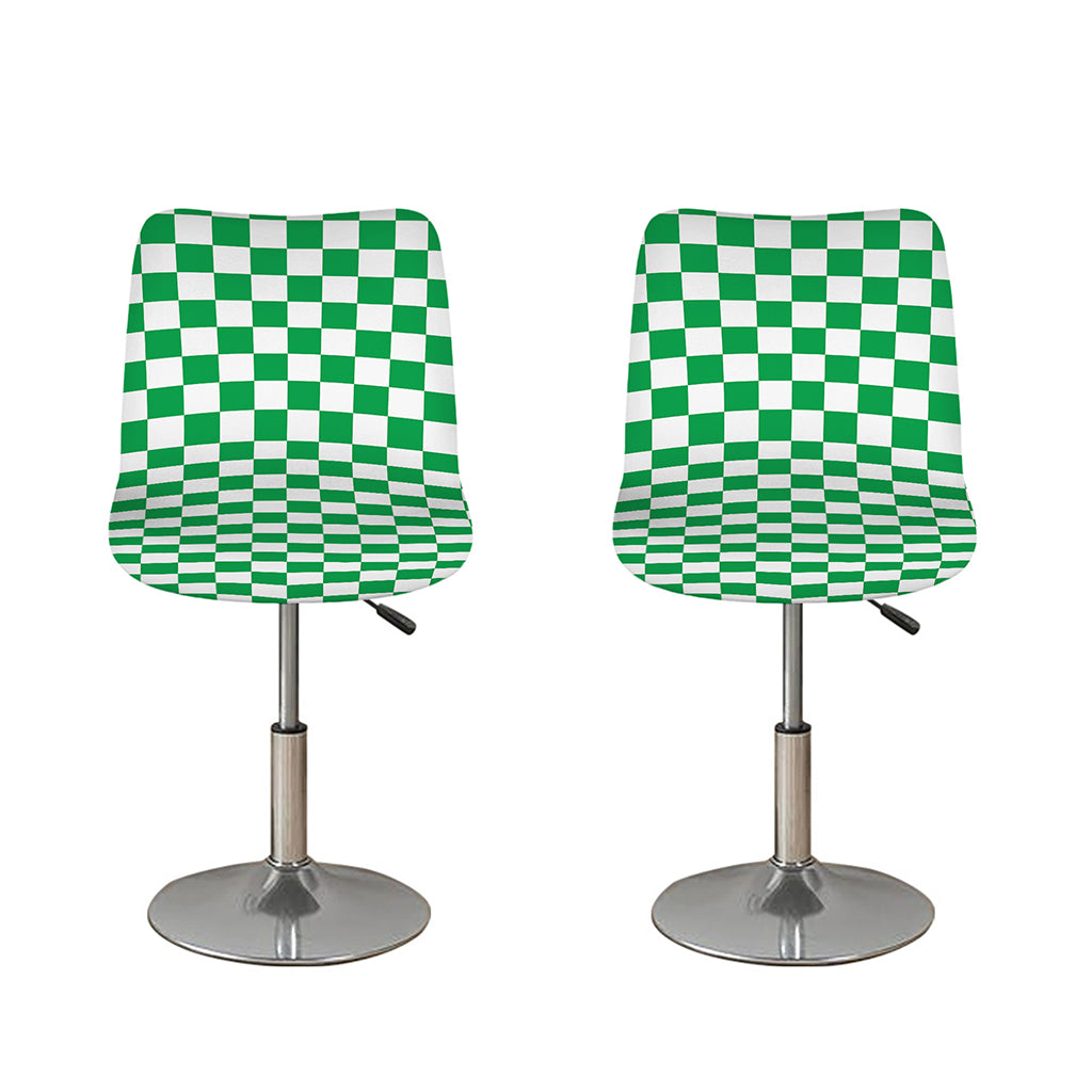 Green And White Checkered Pattern Print Bar Stool Covers