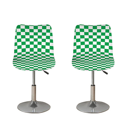 Green And White Checkered Pattern Print Bar Stool Covers