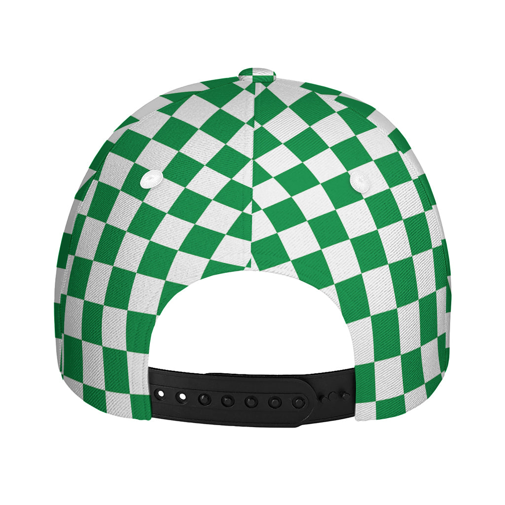 Green And White Checkered Pattern Print Baseball Cap