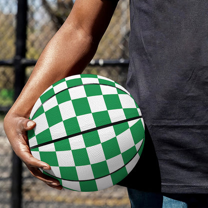 Green And White Checkered Pattern Print Basketball