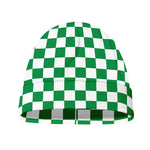 Green And White Checkered Pattern Print Beanie