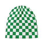 Green And White Checkered Pattern Print Beanie