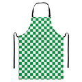 Green And White Checkered Pattern Print Bib Apron With Pocket