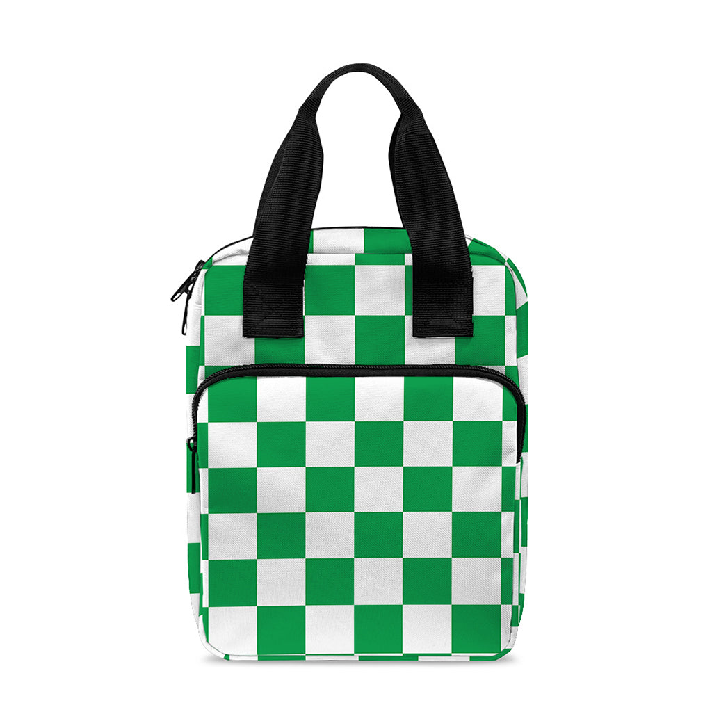 Green And White Checkered Pattern Print Bible Tote Bag