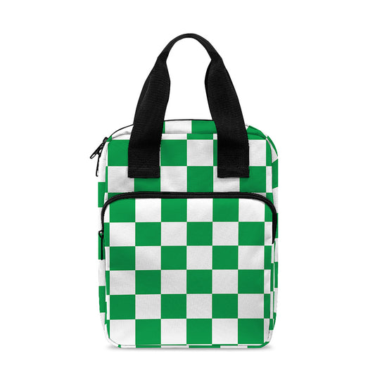 Green And White Checkered Pattern Print Bible Tote Bag
