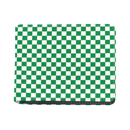 Green And White Checkered Pattern Print Bifold Wallet