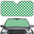 Green And White Checkered Pattern Print Car Windshield Sun Shade
