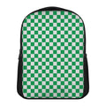 Green And White Checkered Pattern Print Casual Backpack