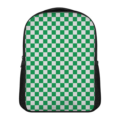 Green And White Checkered Pattern Print Casual Backpack