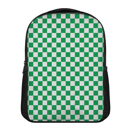 Green And White Checkered Pattern Print Casual Backpack