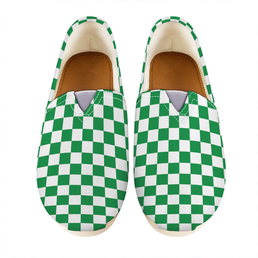 Green And White Checkered Pattern Print Casual Shoes