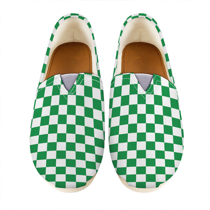 Green And White Checkered Pattern Print Casual Shoes